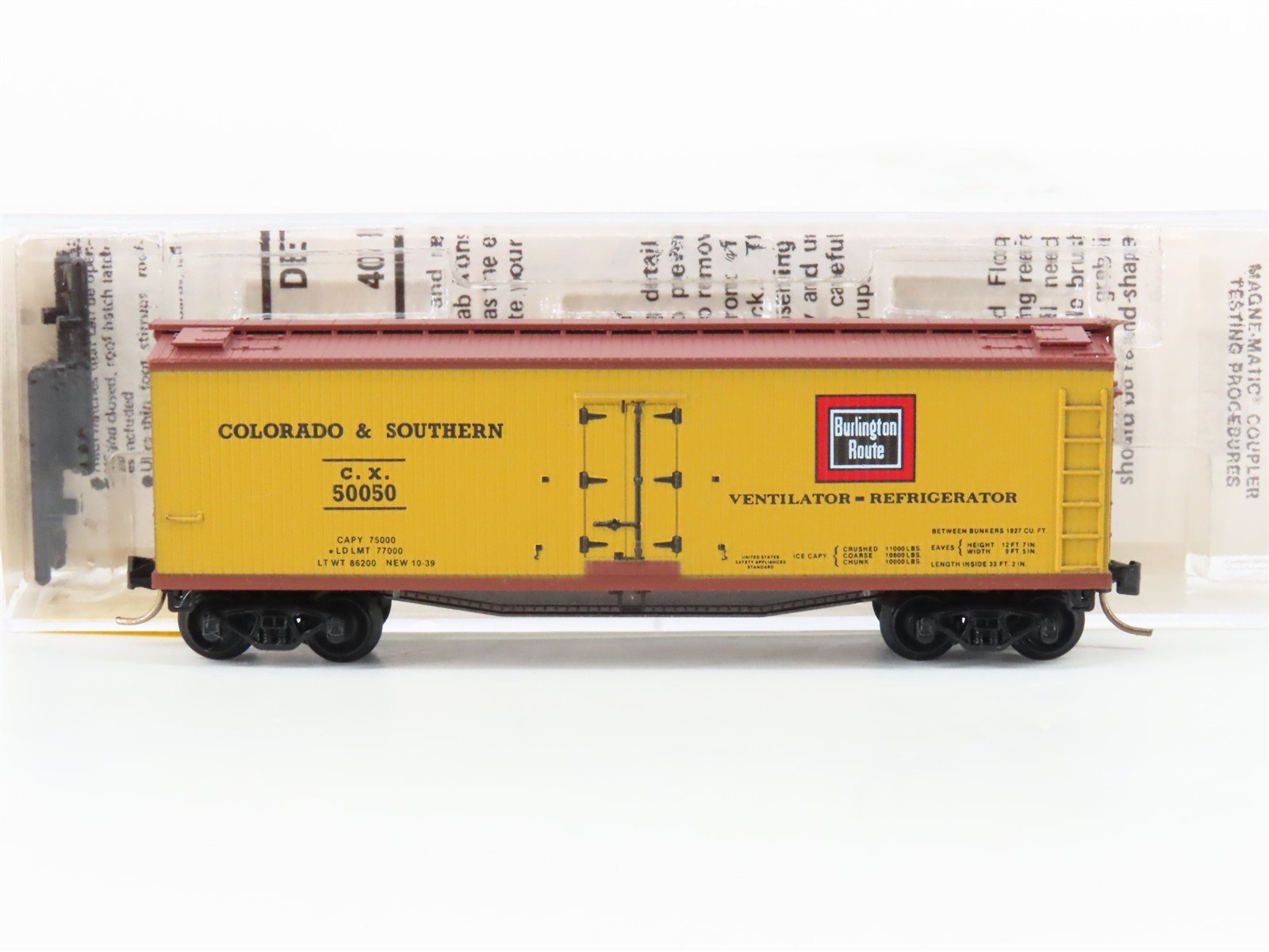 N Micro-Trains MTL 49370 CX Burlington Route /C&S 40' Woodside Reefer #50050