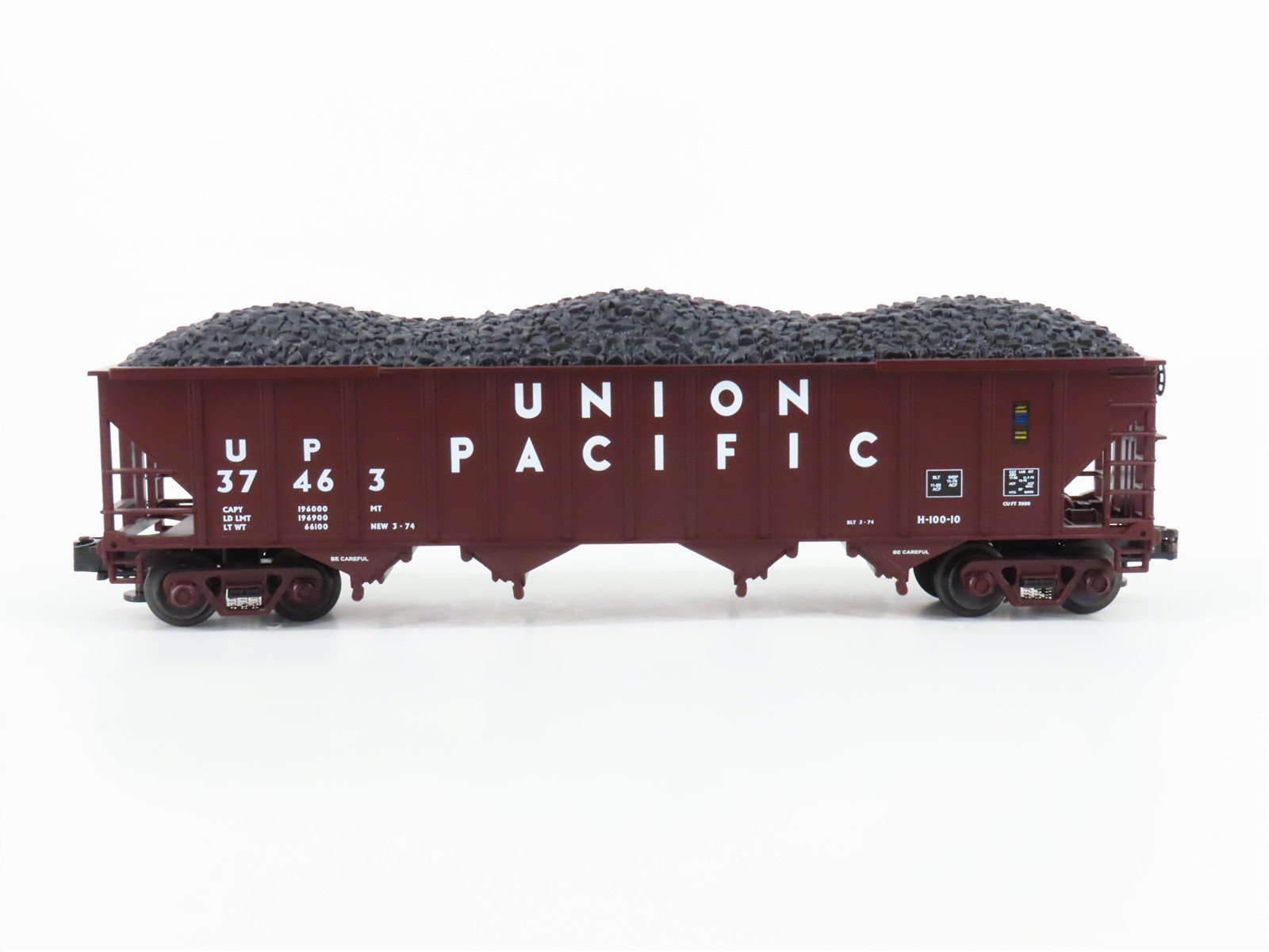 O Gauge 3-Rail MTH UP Union Pacific 4-Bay Open Hopper #37463 w/ Coal Load