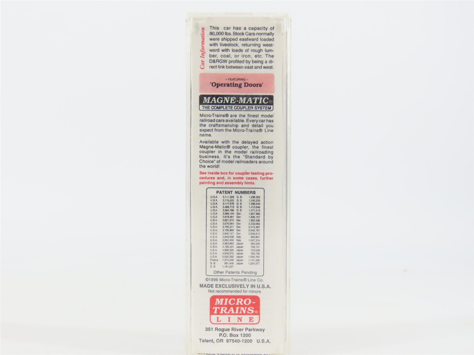 N Scale Micro-Trains MTL 35090 DRGW Rio Grande 40' Despatch Stock Car #36419