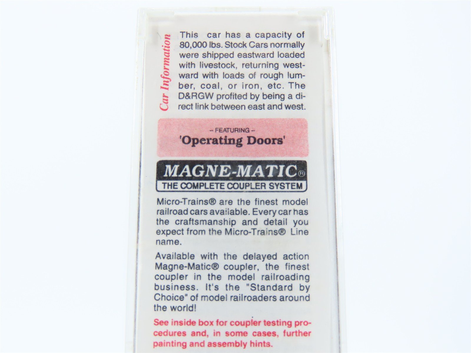 N Scale Micro-Trains MTL 35090 DRGW Rio Grande 40' Despatch Stock Car #36419