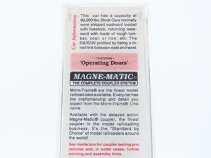 N Scale Micro-Trains MTL 35090 DRGW Rio Grande 40' Despatch Stock Car #36419