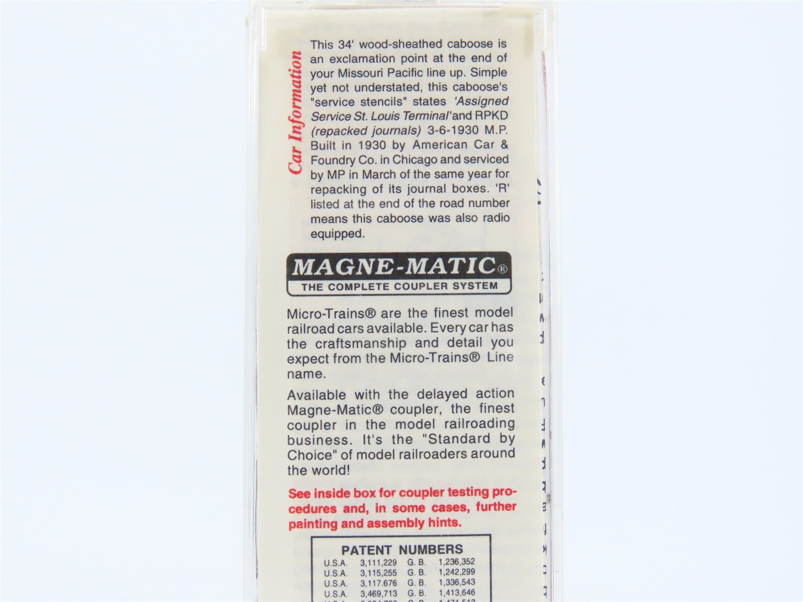 N Scale Micro-Trains MTL 50160 MP Missouri Pacific 36' Steel Caboose #2525