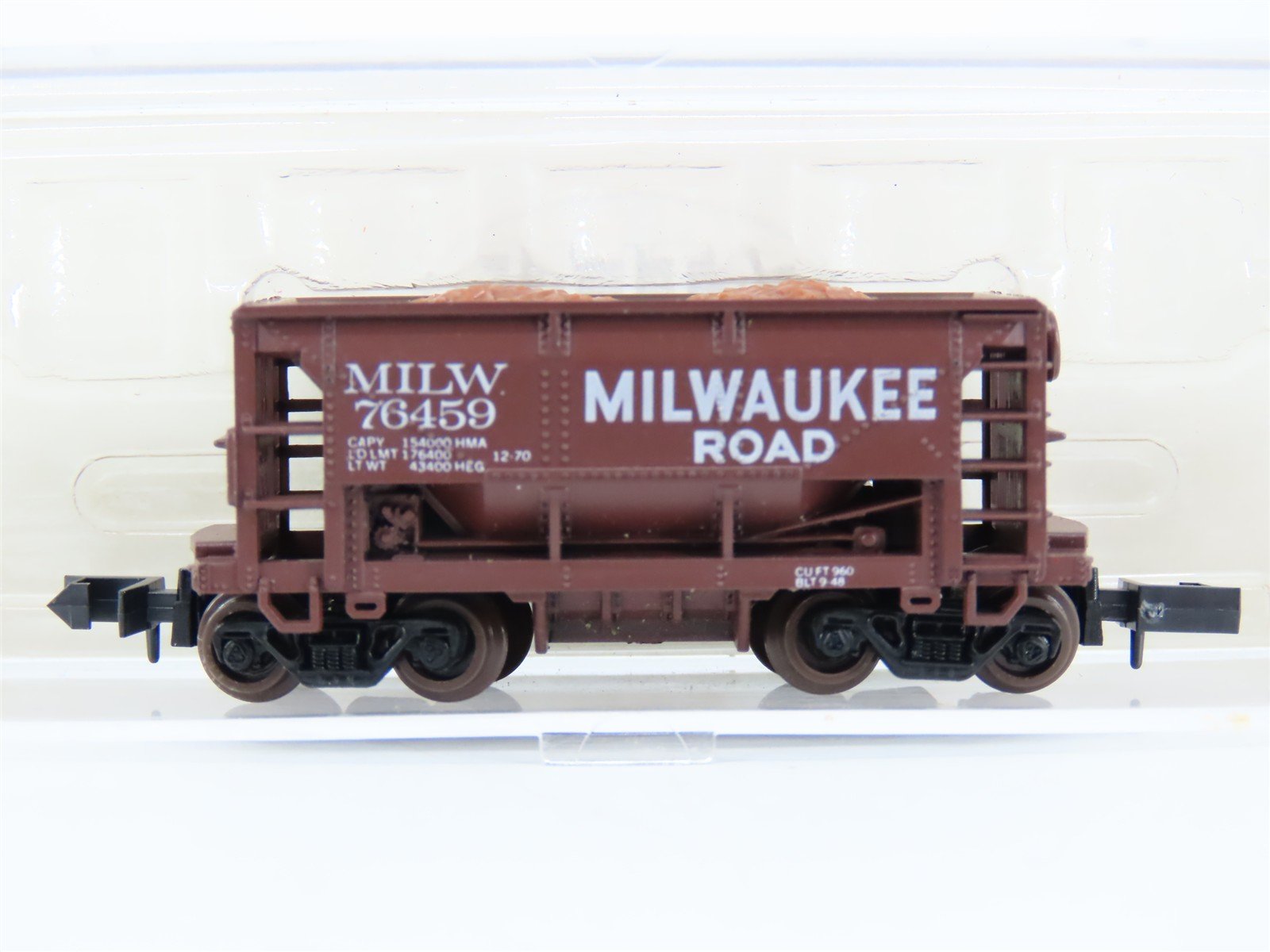 N Scale Atlas 3206 MILW Milwaukee Road 70-Ton Ore Hopper Car #76459 w/Ore Load