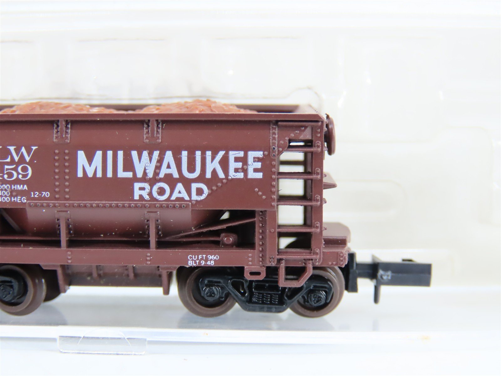 N Scale Atlas 3206 MILW Milwaukee Road 70-Ton Ore Hopper Car #76459 w/Ore Load