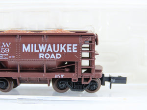 N Scale Atlas 3206 MILW Milwaukee Road 70-Ton Ore Hopper Car #76459 w/Ore Load