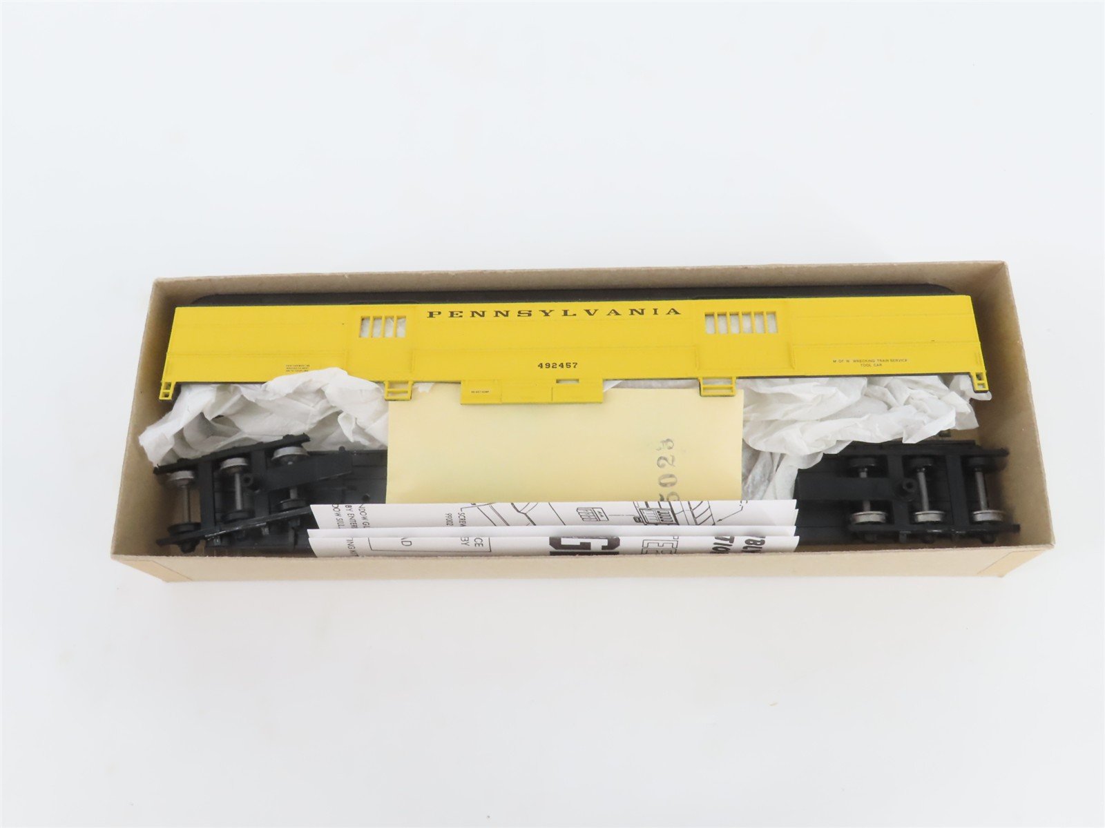HO Athearn Kit 1146 PRR MofW Work Train Yellow Baggage/Tool Passenger #492457