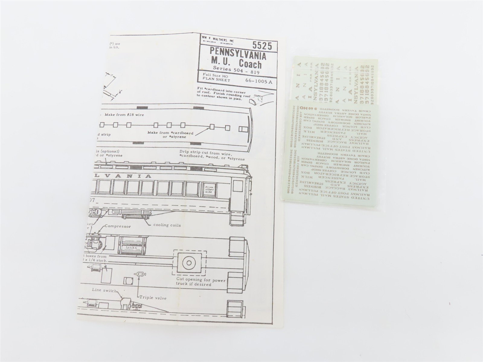 HO Walthers Kit 933-5525 Undecorated PRR MP54 Coach EMU Rail Car - Unpowered