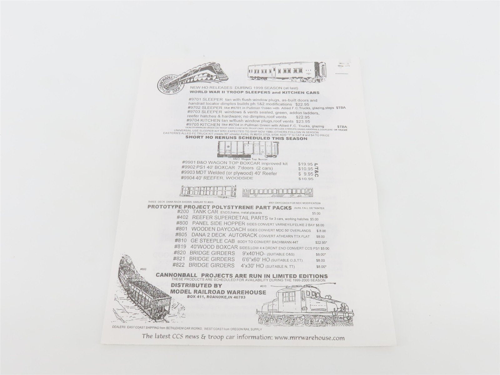 HO Cannonball Car Shops Kit 197-9702 Unlettered WWII Green Troop Sleeper Car