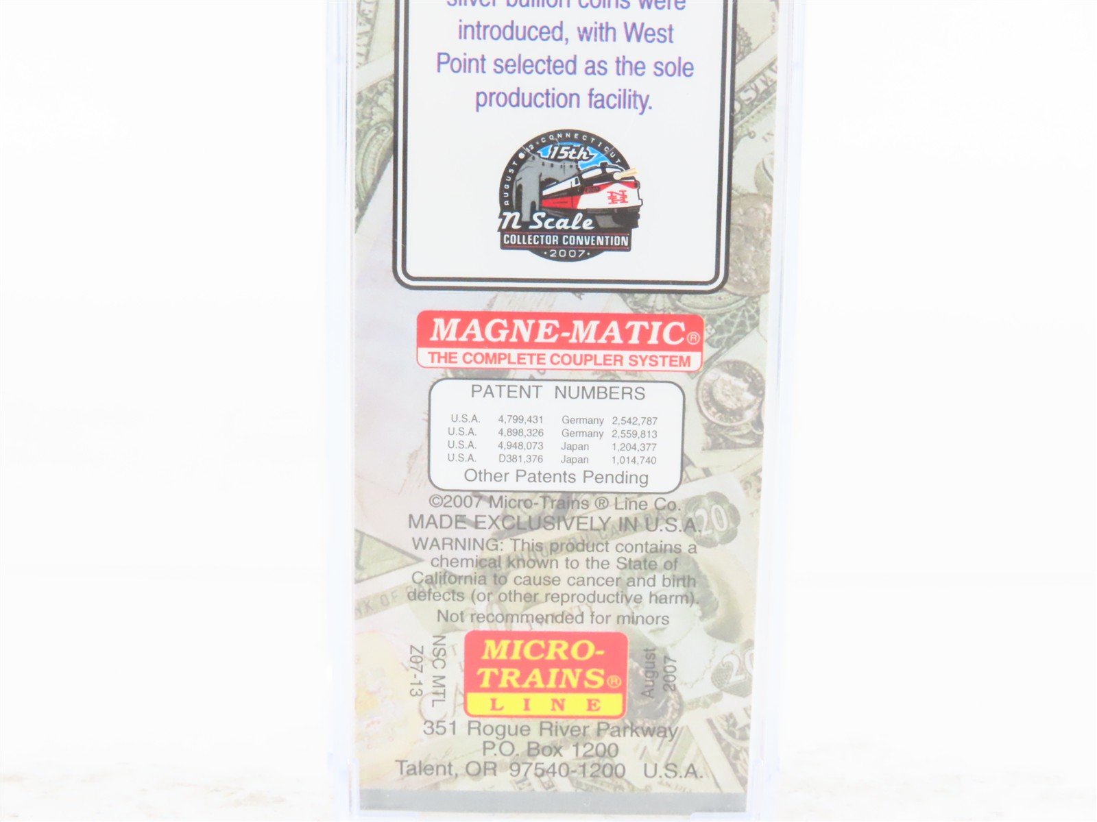 Z Scale Micro-Trains NSC MTL Z07-13 WPNY West Point Mint Treasury Box Car #1988