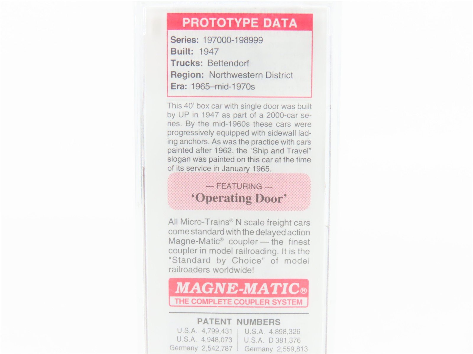 N Scale Micro-Trains MTL 02000710 UP Union Pacific 40' Boxcar #198850