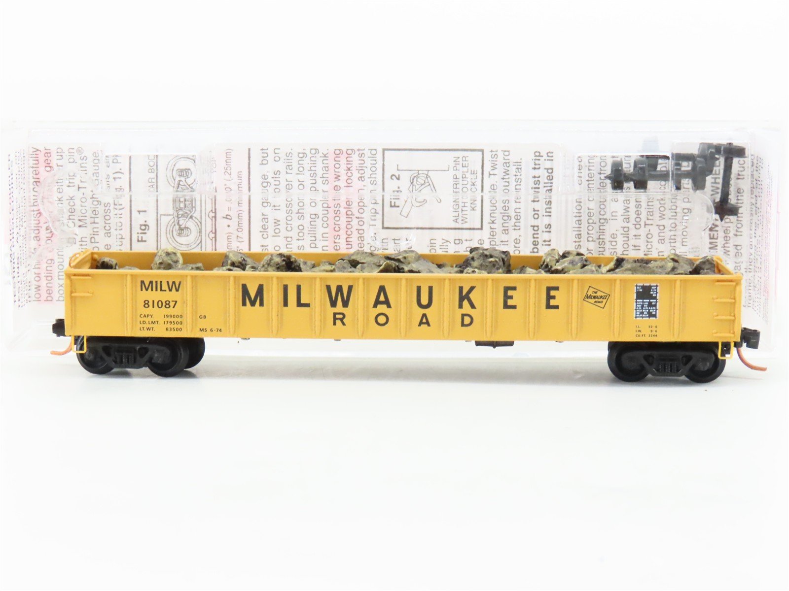 N Scale Micro-Trains MTL 48110.1 MILW Milwaukee Road 50' Gondola #81087 w/ Load