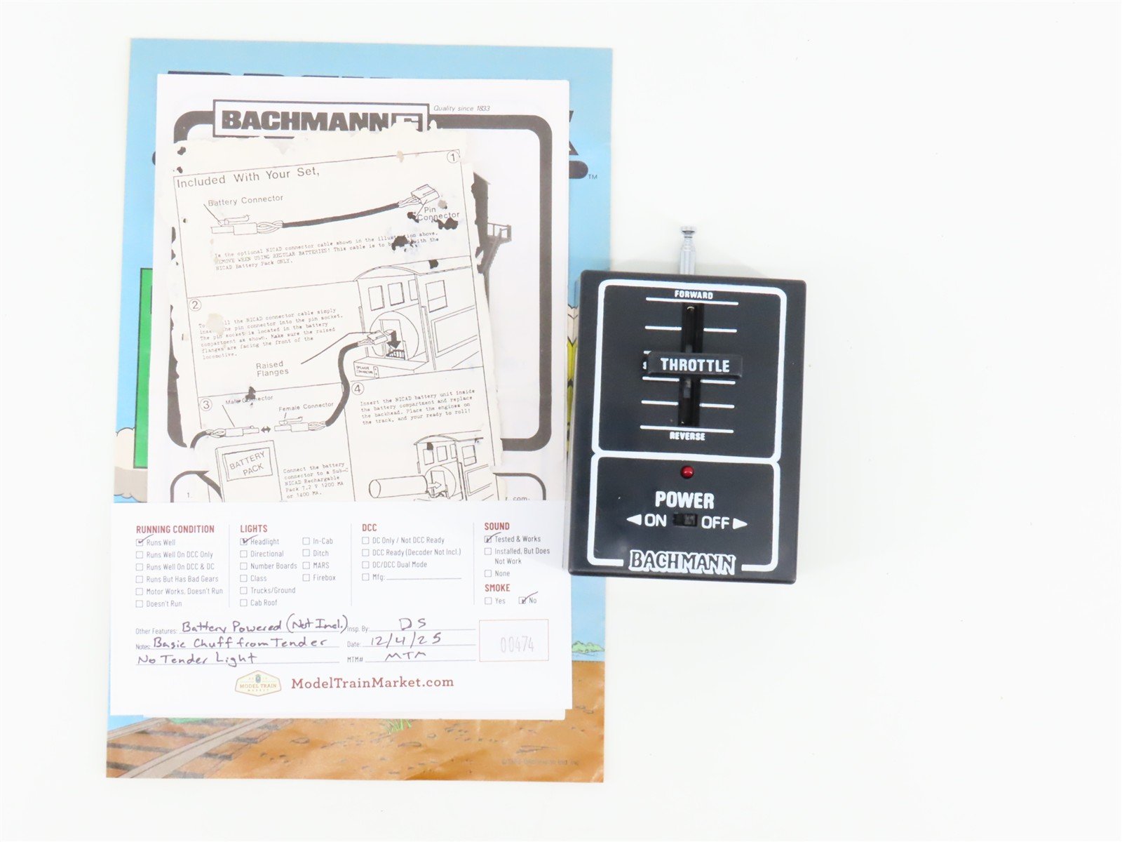 G Scale Bachmann 90-0100 ATSF 4-6-0 Battery Powered Steam Freight Train Set