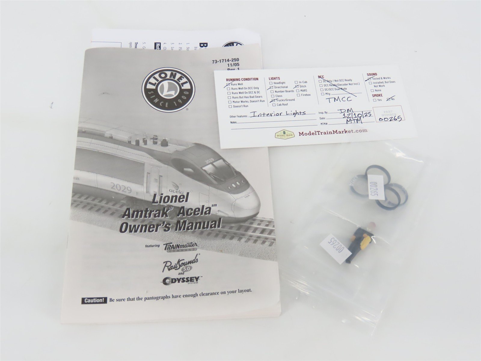 O 3-Rail Lionel 6-31714 AMTK Amtrak Acela Electric Passenger Set w/ TMCC & Sound