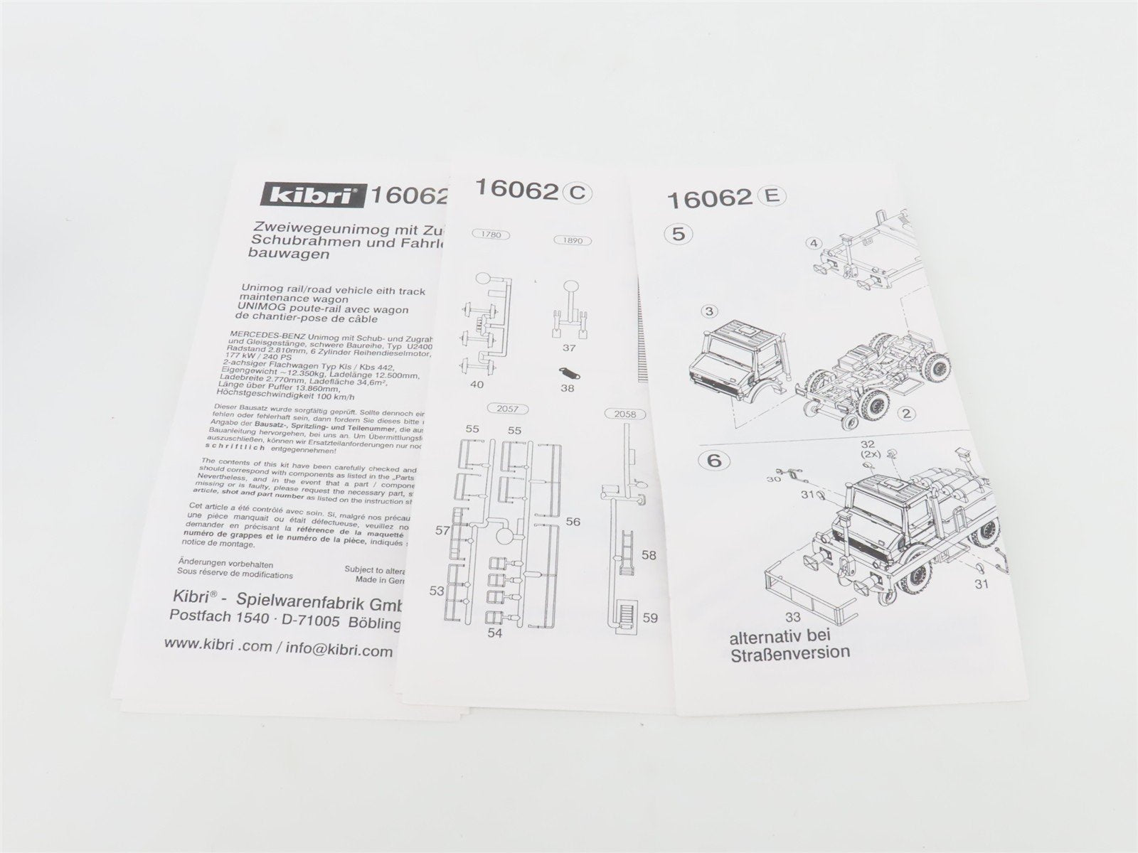 HO Kibri Kit 16062 UNIMOG Diesel Rail Car w/ Track Maintenance Car - Unpowered