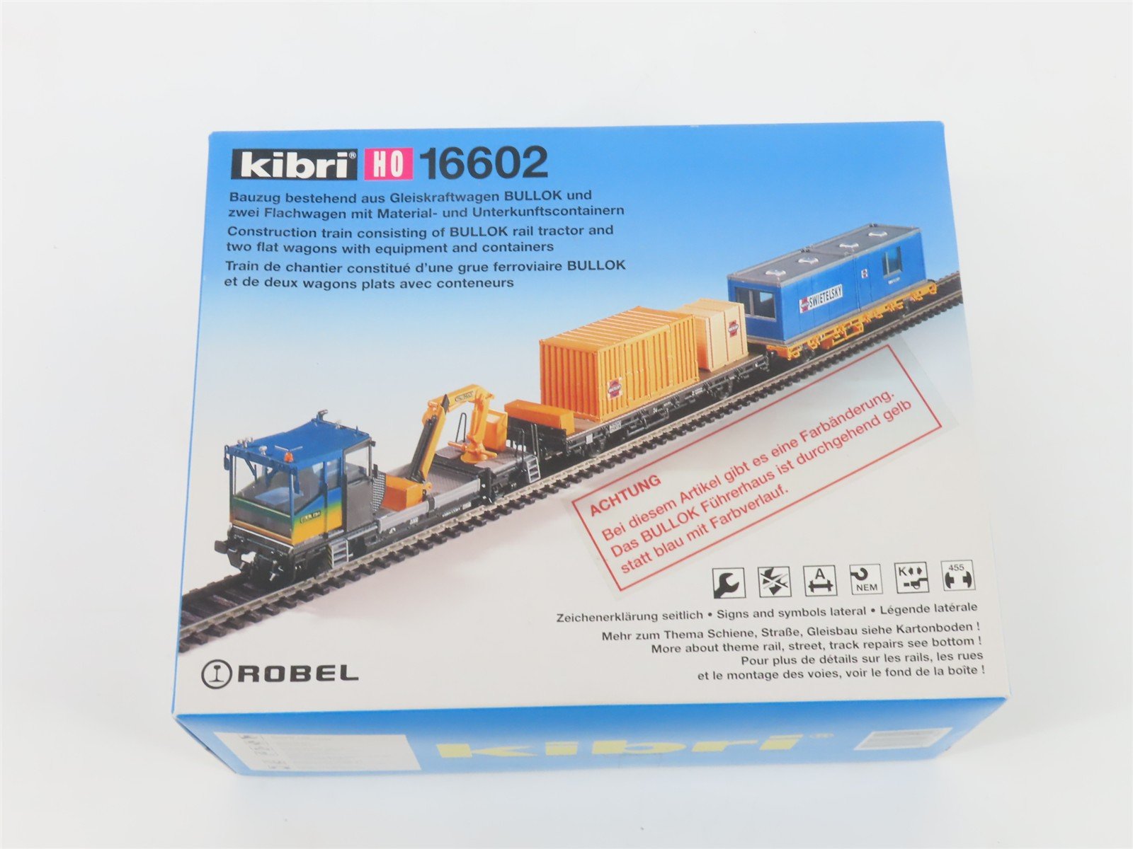 HO Scale Kibri Kit 16602 BULLOK Diesel Rail Tractor w/ 2 Flat Cars - Unpowered