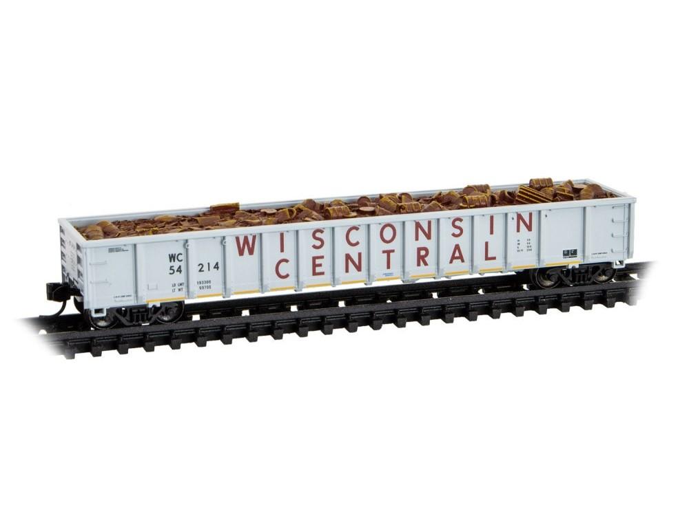N Micro-Trains MTL 17000021 WC Wisconsin Central 52' Mill Gondola #54214 w/ Load