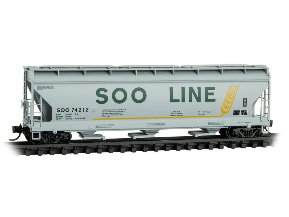 N Scale Micro-Trains MTL 09400155 SOO line 3-Bay Covered Hopper #74212