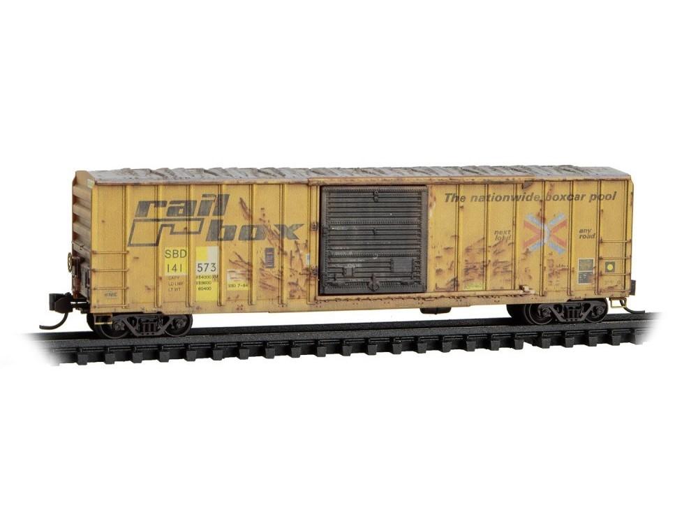 N Scale Micro-Trains MTL 02544445 SBD/ex-Railbox 50' Box Car #141573 - Weathered