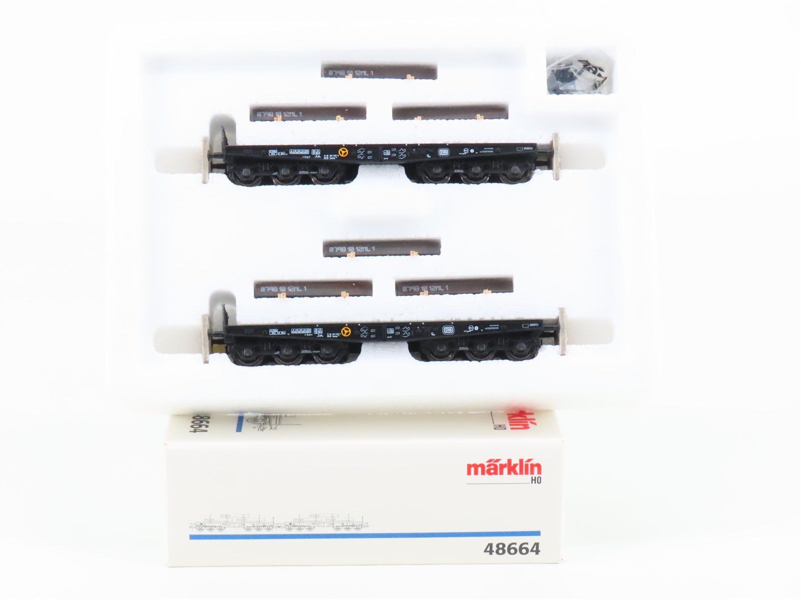 HO Scale Marklin 48664 DB Deutsche Bahn Steel Slab Heavy Duty Flatcar 2-Pack