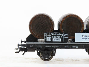 HO Scale Marklin 46743 Wurttemberg Wine Barrel Flatcar #502208