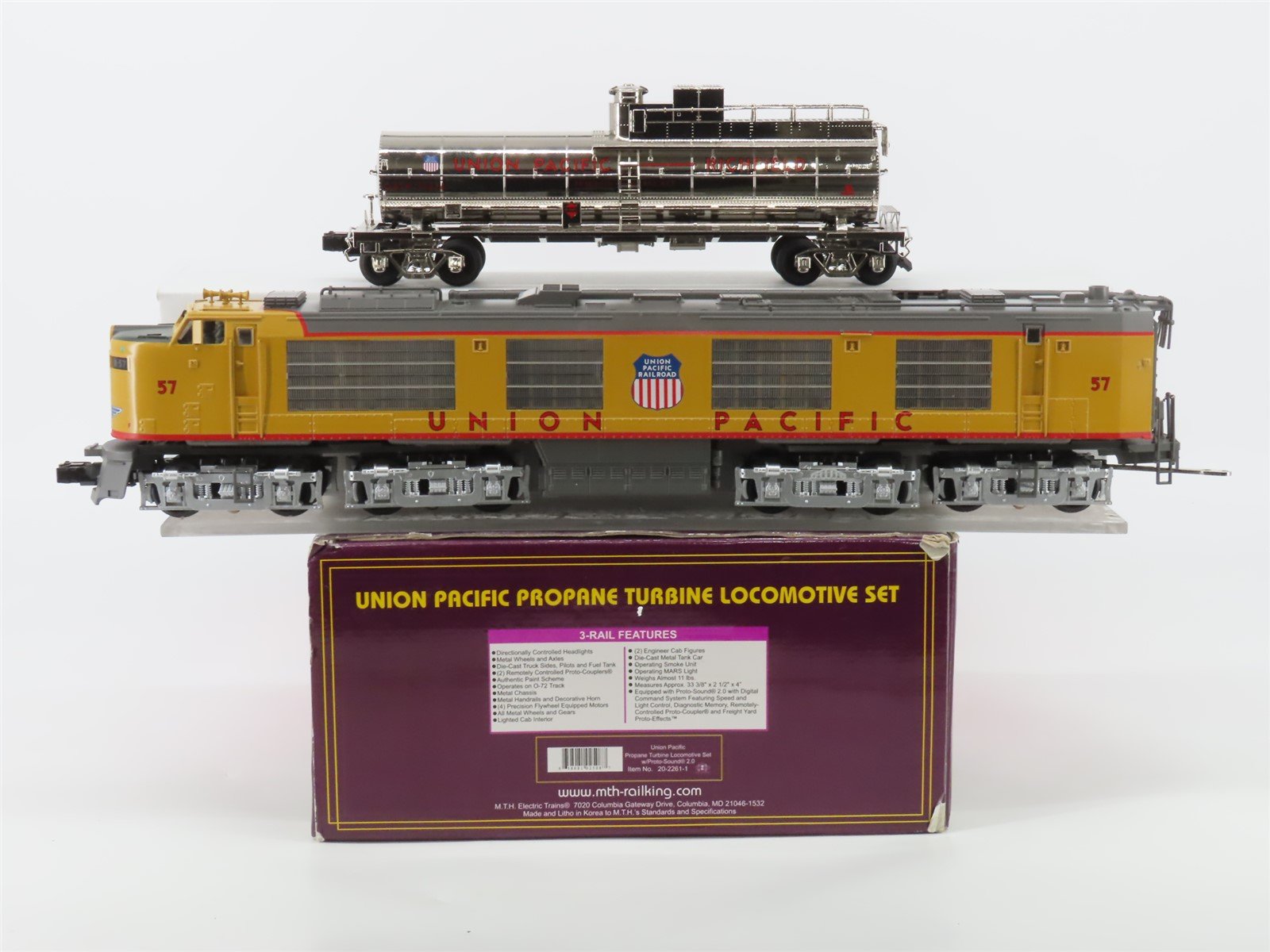 O Gauge 3-Rail MTH 20-2261-1 UP Propane Turbine #57 & Tender - ProtoSound2
