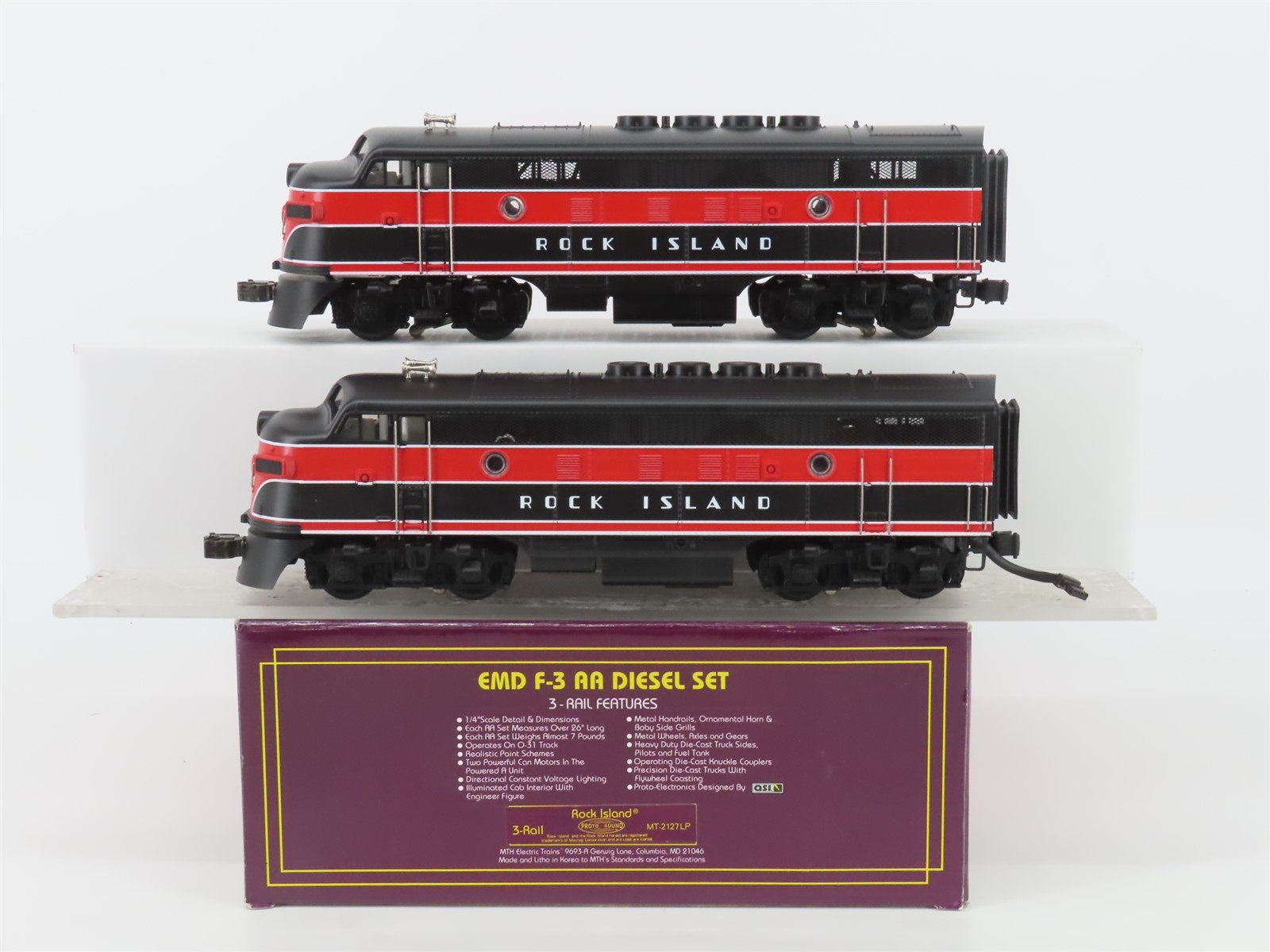 O Gauge 3-Rail MTH MT-2127LP RI Rock Island EMD F3A/A Diesel Set w/ Sound