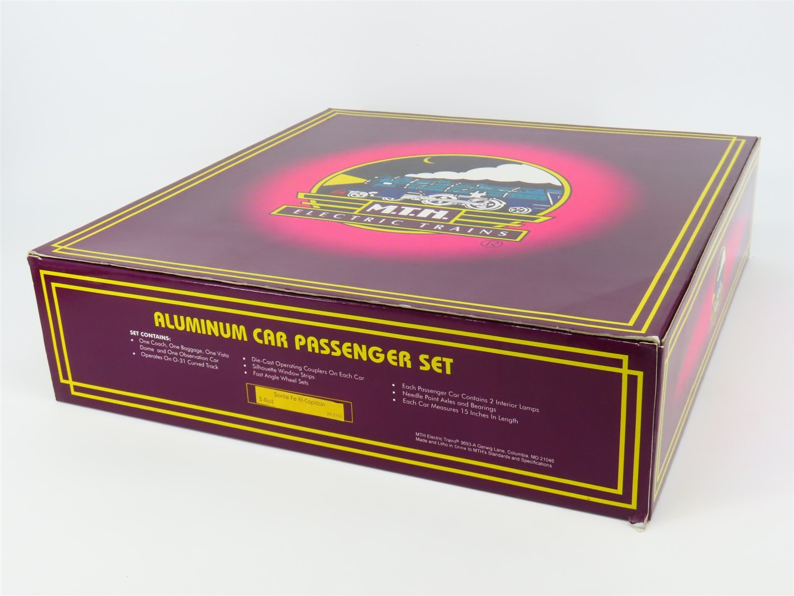 O Gauge 3-Rail MTH 20-2153 ATSF Santa Fe El Capitan Aluminum 4-Car Passenger Set