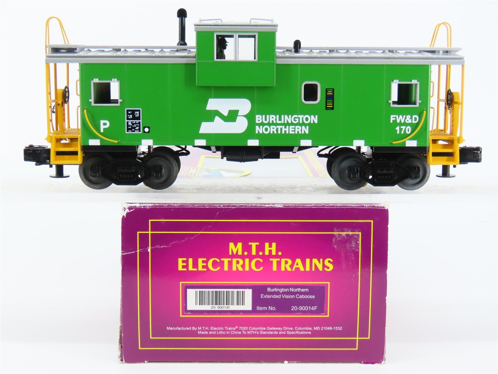 O Gauge 3-Rail MTH 20-90014F BN Burlington Northern EV Caboose #170 w/ Lights