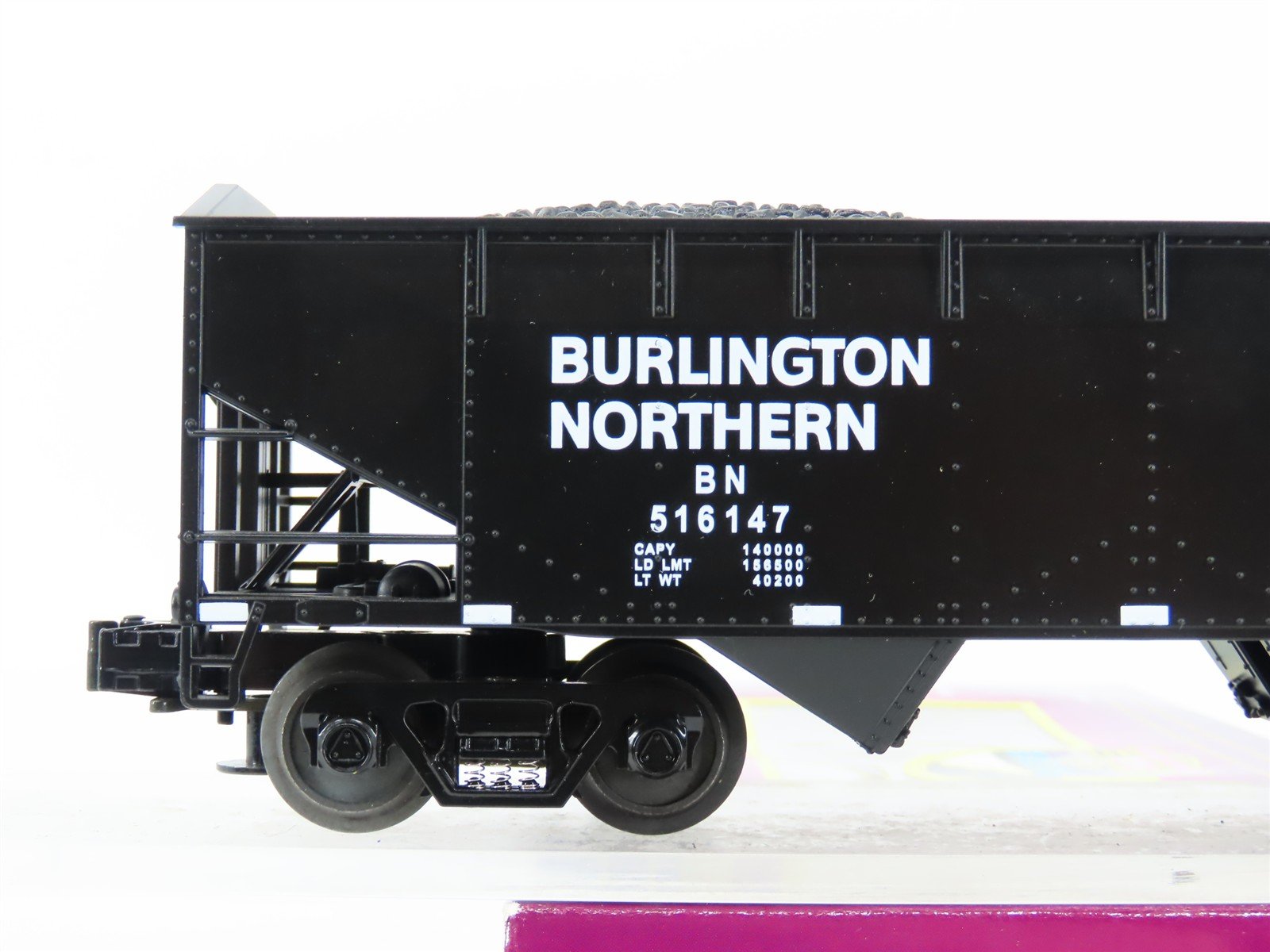 O Gauge 3-Rail MTH 20-90014D BN Burlington Northern 2-Bay Hopper #516147 w/ Load