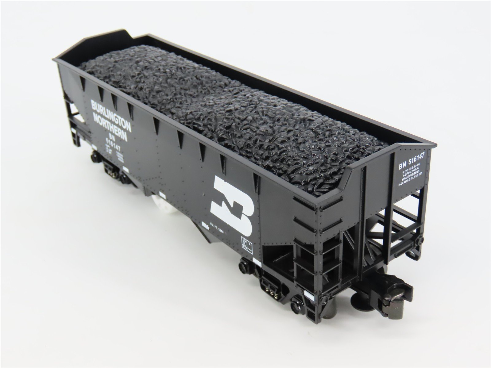 O Gauge 3-Rail MTH 20-90014D BN Burlington Northern 2-Bay Hopper #516147 w/ Load