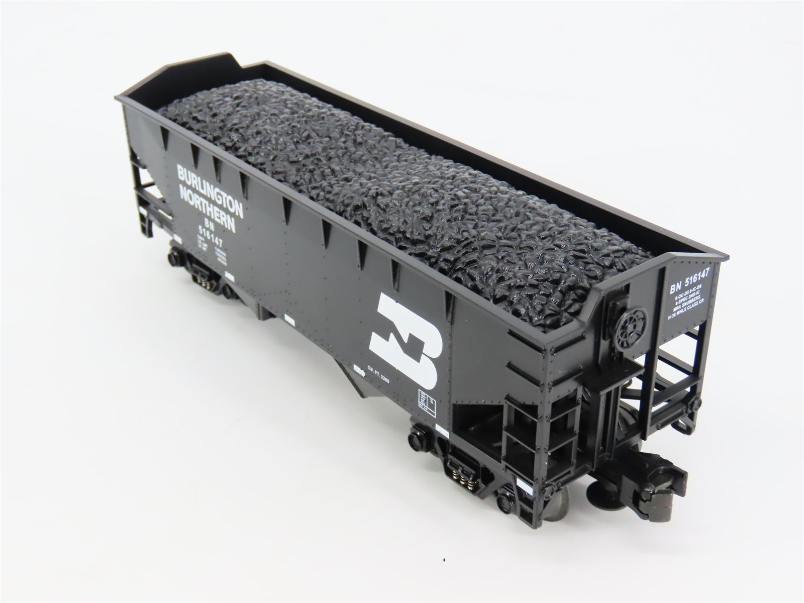 O Gauge 3-Rail MTH 20-90014D BN Burlington Northern 2-Bay Hopper #516147 w/ Load