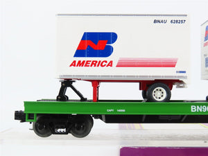 O Gauge 3-Rail MTH 20-90014C BN Burlington Northern Flat Car #961050 w/ Trailers