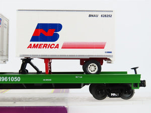 O Gauge 3-Rail MTH 20-90014C BN Burlington Northern Flat Car #961050 w/ Trailers