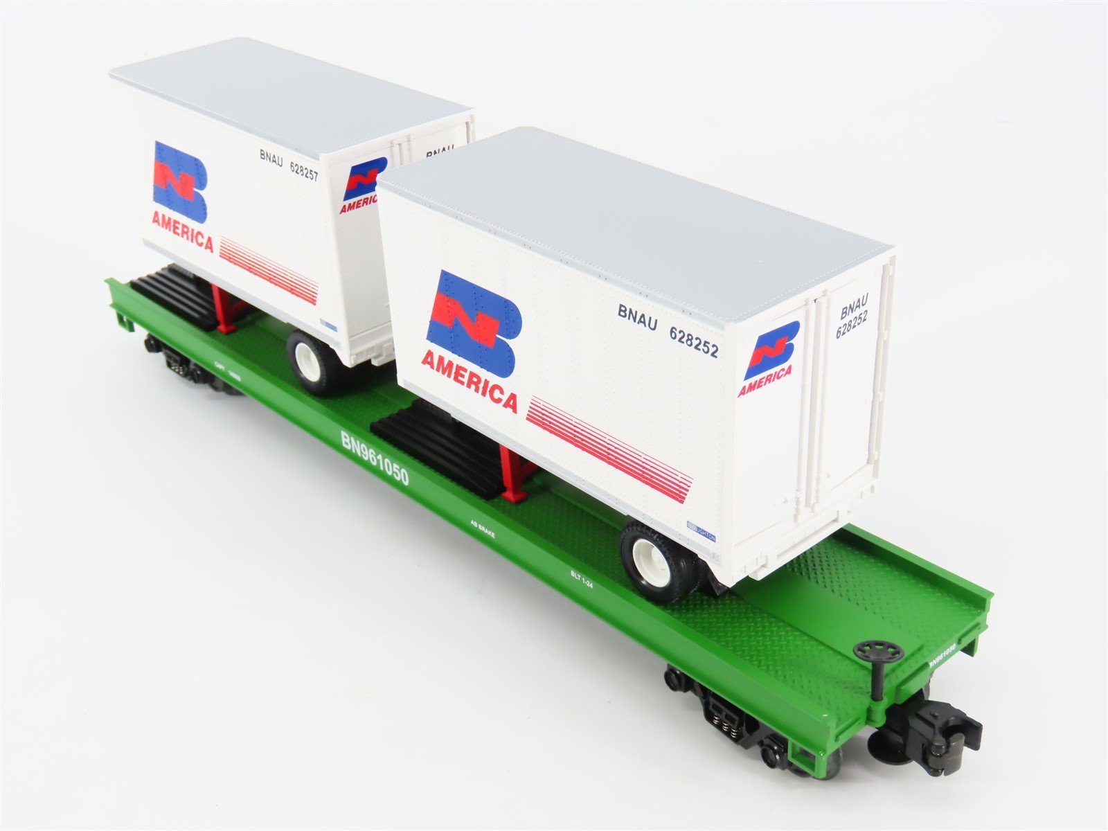 O Gauge 3-Rail MTH 20-90014C BN Burlington Northern Flat Car #961050 w/ Trailers