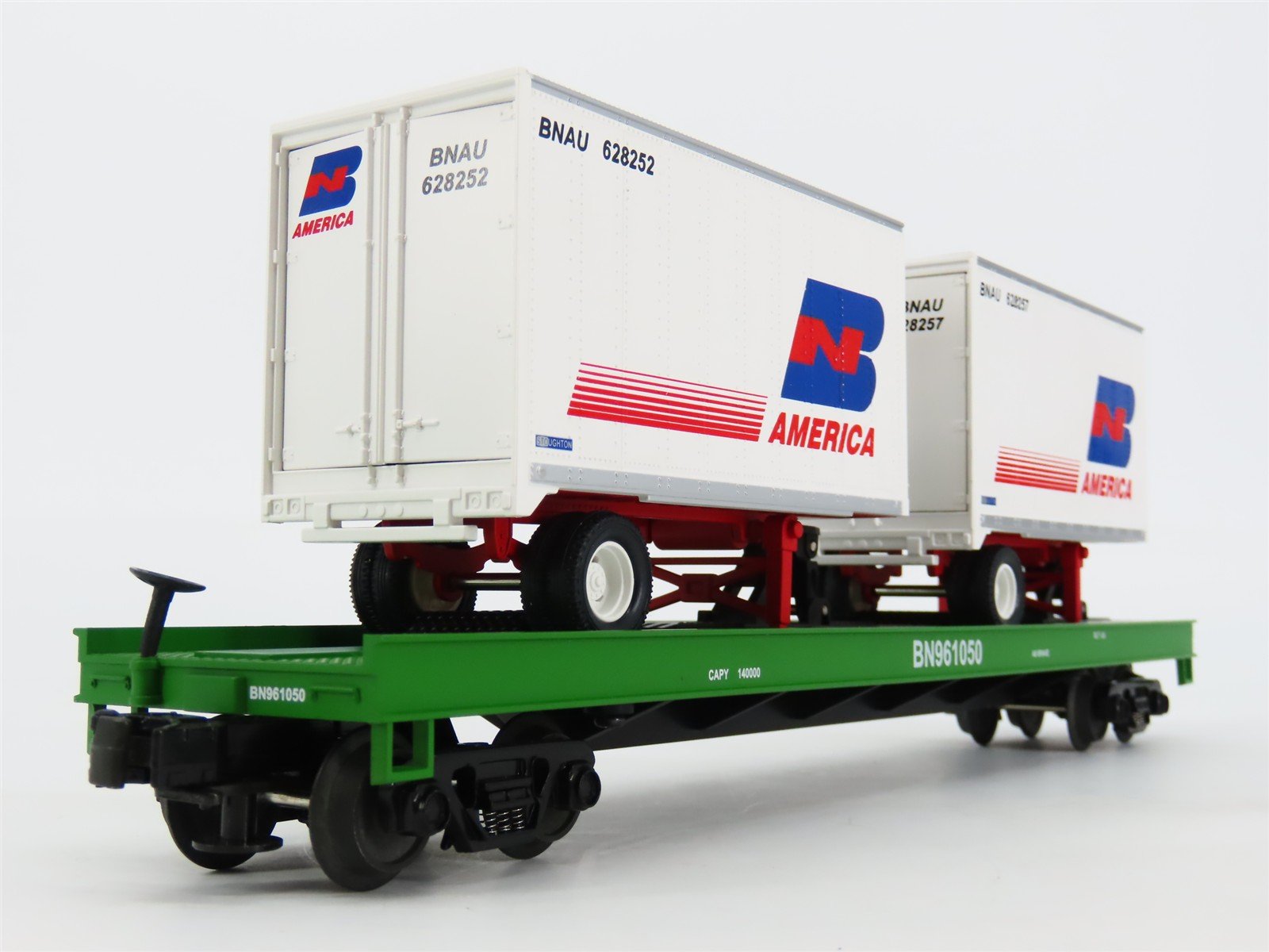 O Gauge 3-Rail MTH 20-90014C BN Burlington Northern Flat Car #961050 w/ Trailers