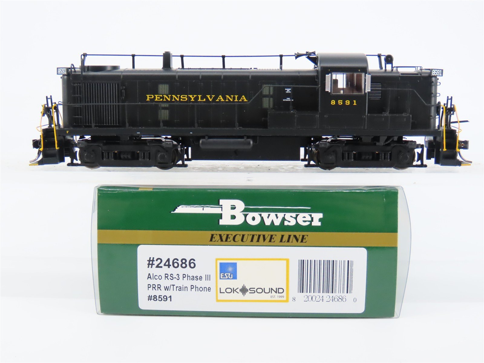 HO Bowser Executive 24686 PRR ALCO RS-3 Ph. III Diesel #8591 w/ DCC & Sound
