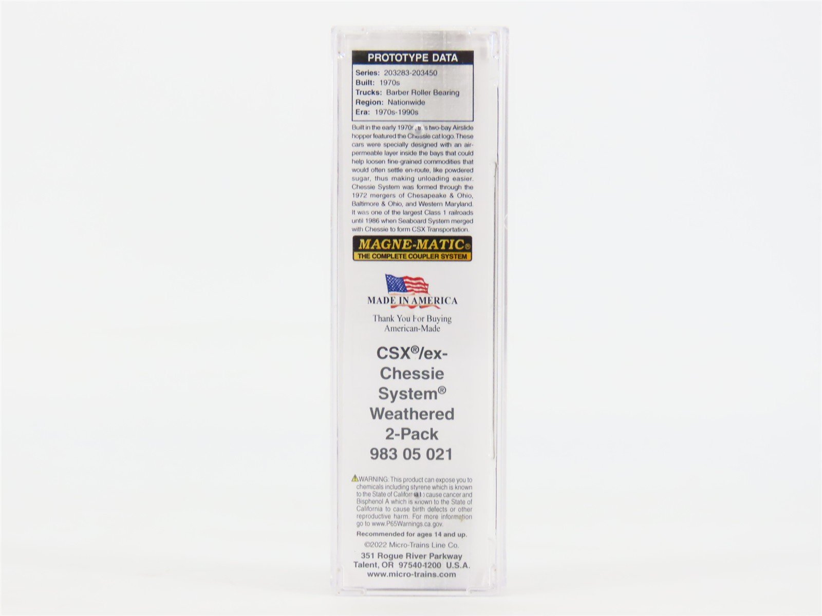 N Micro-Trains MTL 98305021 CSXT CSX/ex-Chessie 50' Airslide Hopper - Weathered