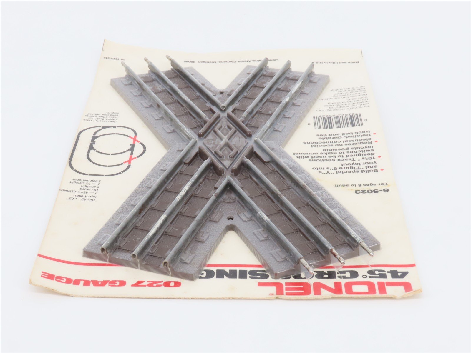 O27 Gauge 3-Rail Lionel 6-5023 45-Degree Crossing Track