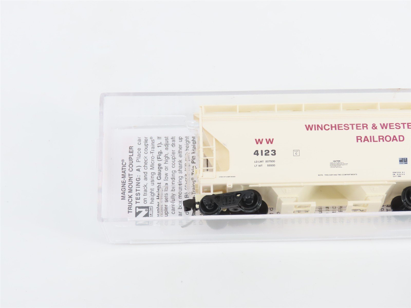 N Micro-Trains MTL 09200570 WW Winchester & Western 2-Bay Covered Hopper #4123
