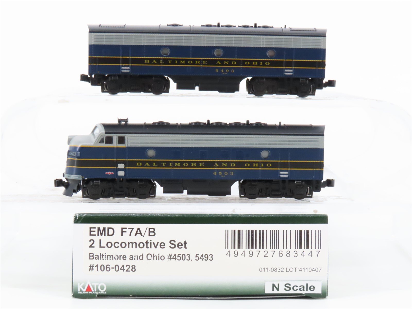 N Scale Kato 106-0428 B&O Baltimore & Ohio F7 A/B Diesel Locomotive Set