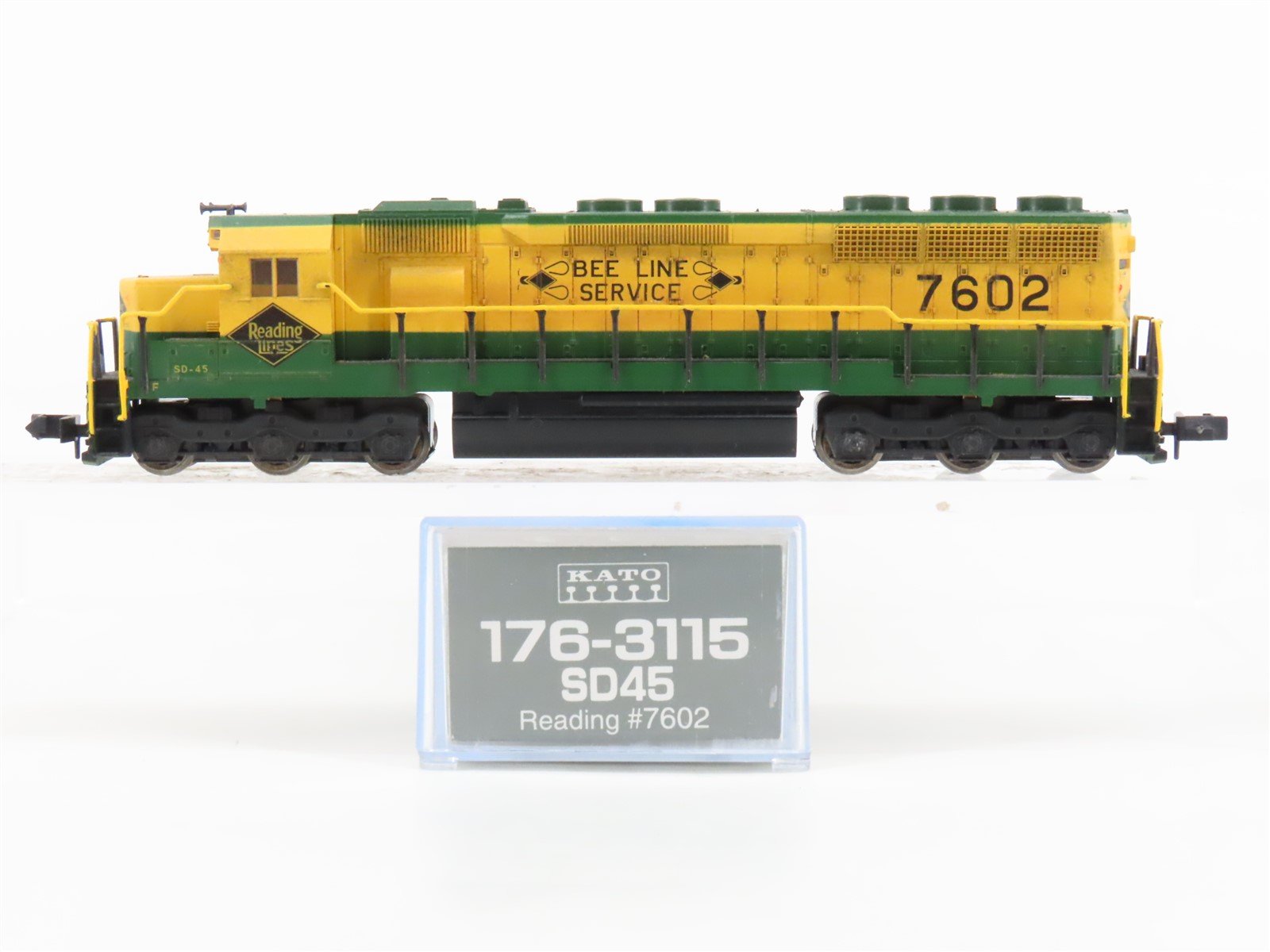 N Scale KATO 176-3115 RDG Reading Bee Line Service SD45 Diesel #7602 Weathered