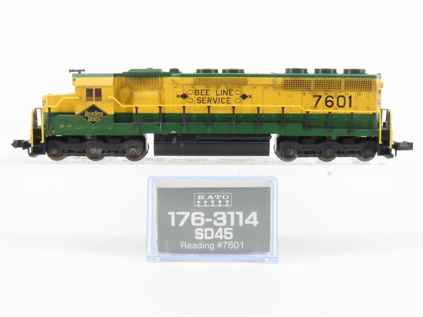 N Scale KATO 176-3114 RDG Reading Bee Line Service SD45 Diesel #7601 Weathered
