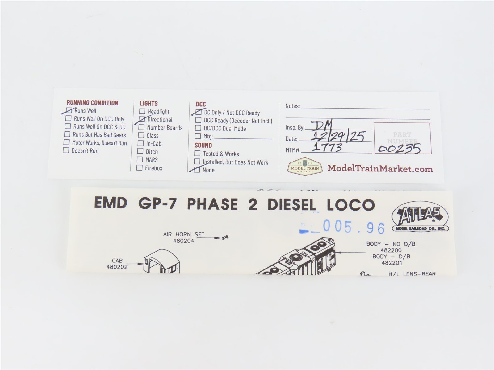 N Scale Atlas 48207 CB&Q Burlington Route EMD GP7 Ph. 2 Diesel Locomotive No#