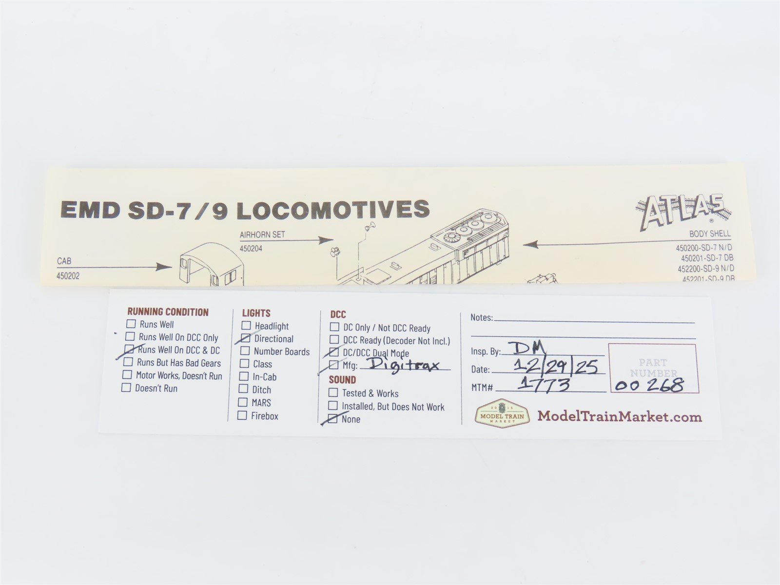 N Scale Atlas/KATO 4506 B&O Baltimore & Ohio EMD SD7 Diesel #761 w/ DCC