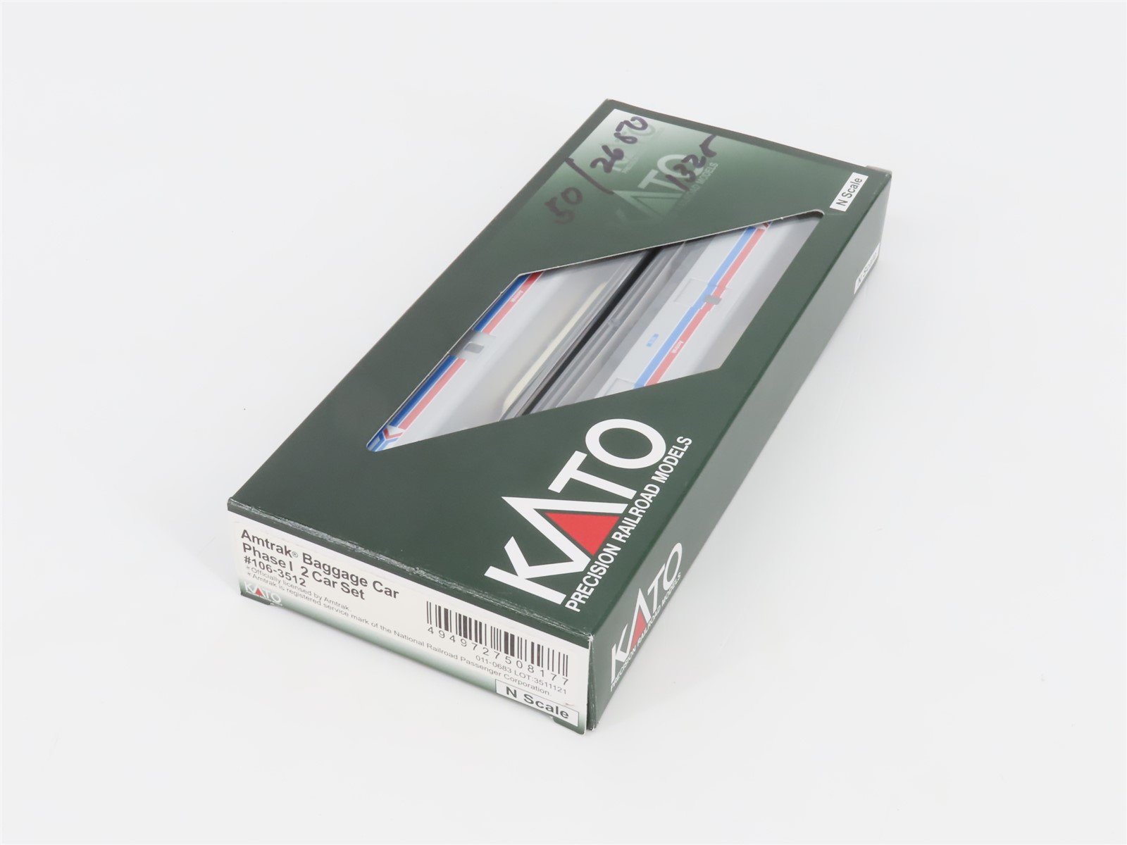 N Scale KATO #106-3512 Amtrak Phase I Baggage Passenger #1075 #1076 2-Car Set