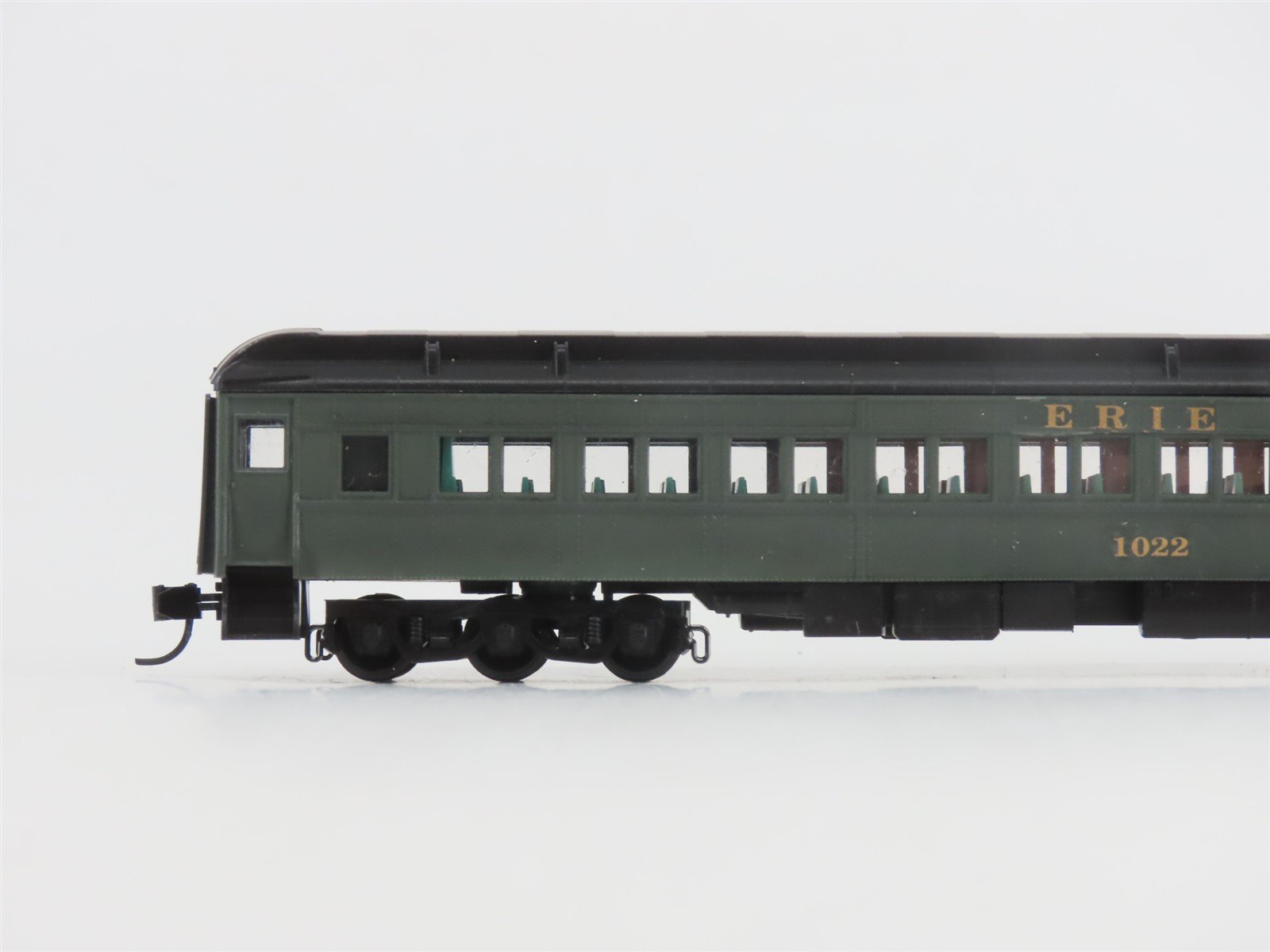 N Scale TR Shops Erie Railway Baggage/Coach/Obs Passenger Car 4-Pack Pro Custom