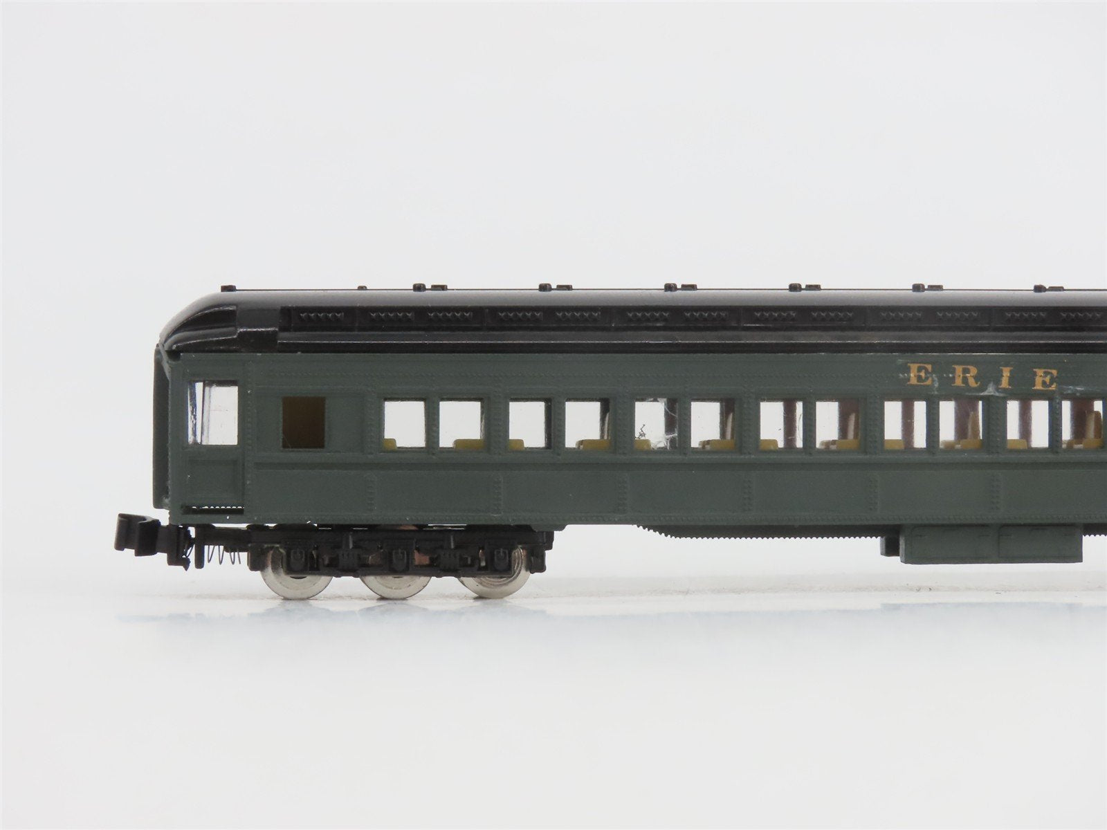 N Scale TR Shops Erie Railway Baggage/Coach/Obs Passenger Car 4-Pack Pro Custom