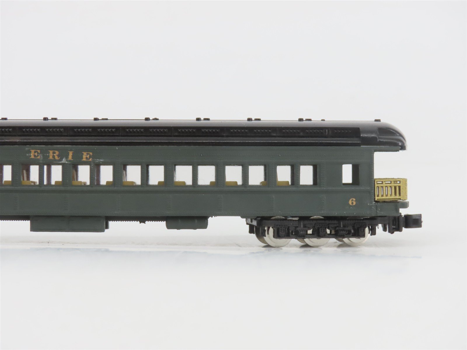 N Scale TR Shops Erie Railway Baggage/Coach/Obs Passenger Car 4-Pack Pro Custom