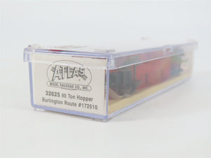 N Scale Atlas 32625 CB&Q Burlington Route 90-Ton 3-Bay Hopper #172510 w/ Load