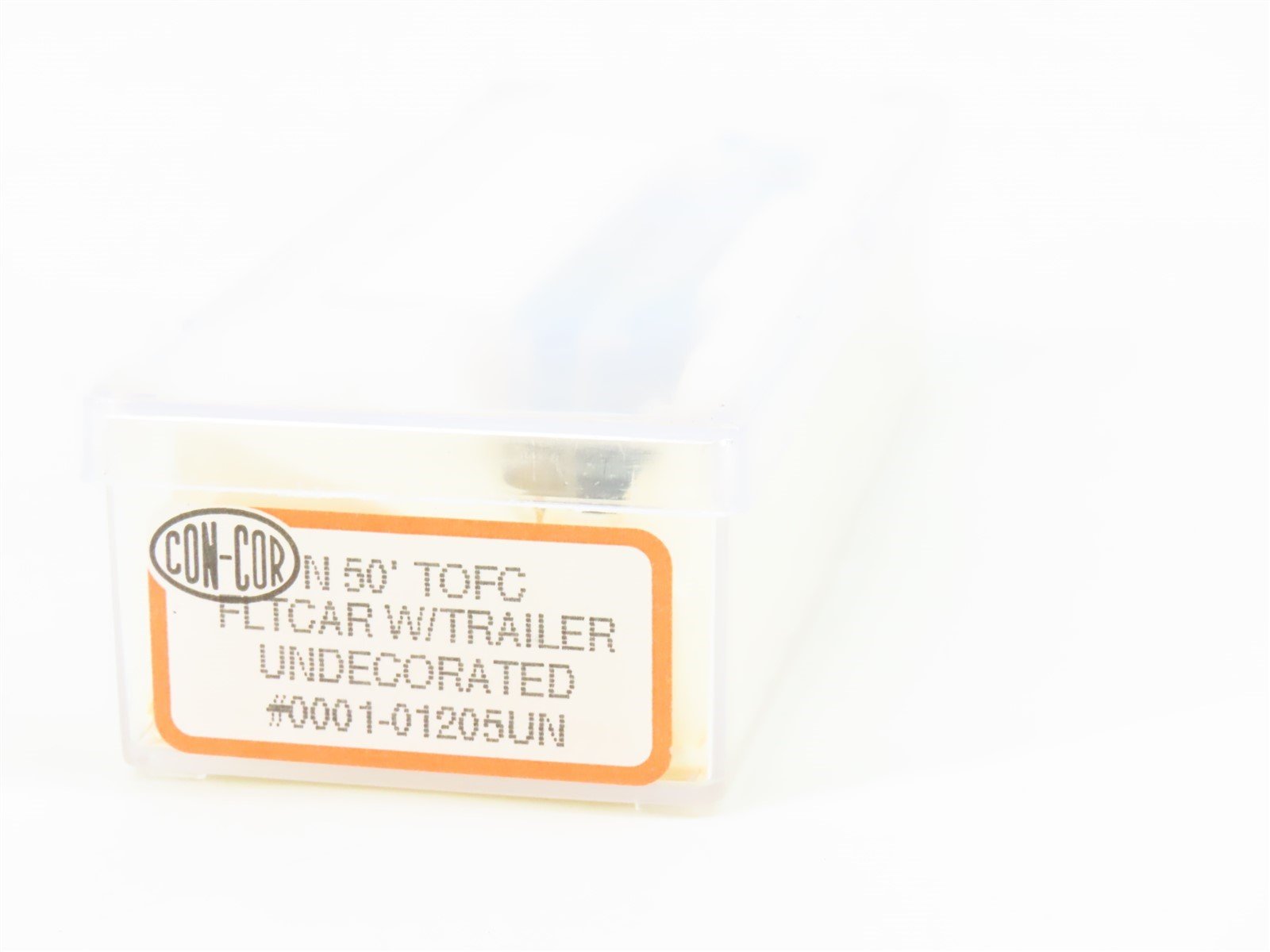 N Scale Con-Cor 0001-01205UN Undecorated 50' Flat Car w/ Trailer